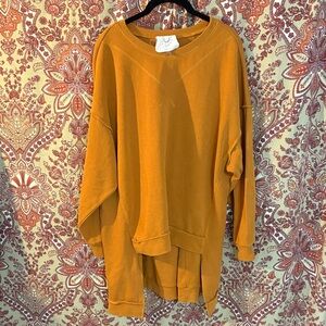 FANTASTIC FAWN S oversized hi-low slub soft sweatshirt in cinnamon brown-orange